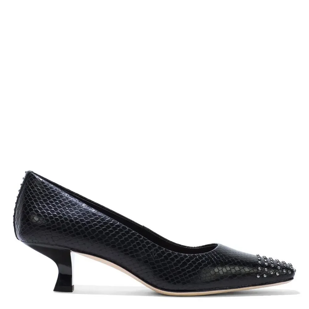 Donald Pliner CRISTINE Studded Snakeskin Kitten Heel Pumps 10 - Picture 12 of 12